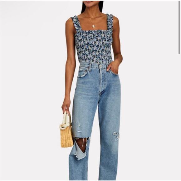 NWT Veronica Beard Averie Smocked Tank Top (Cobalt Blue) - Picture 1 of 9